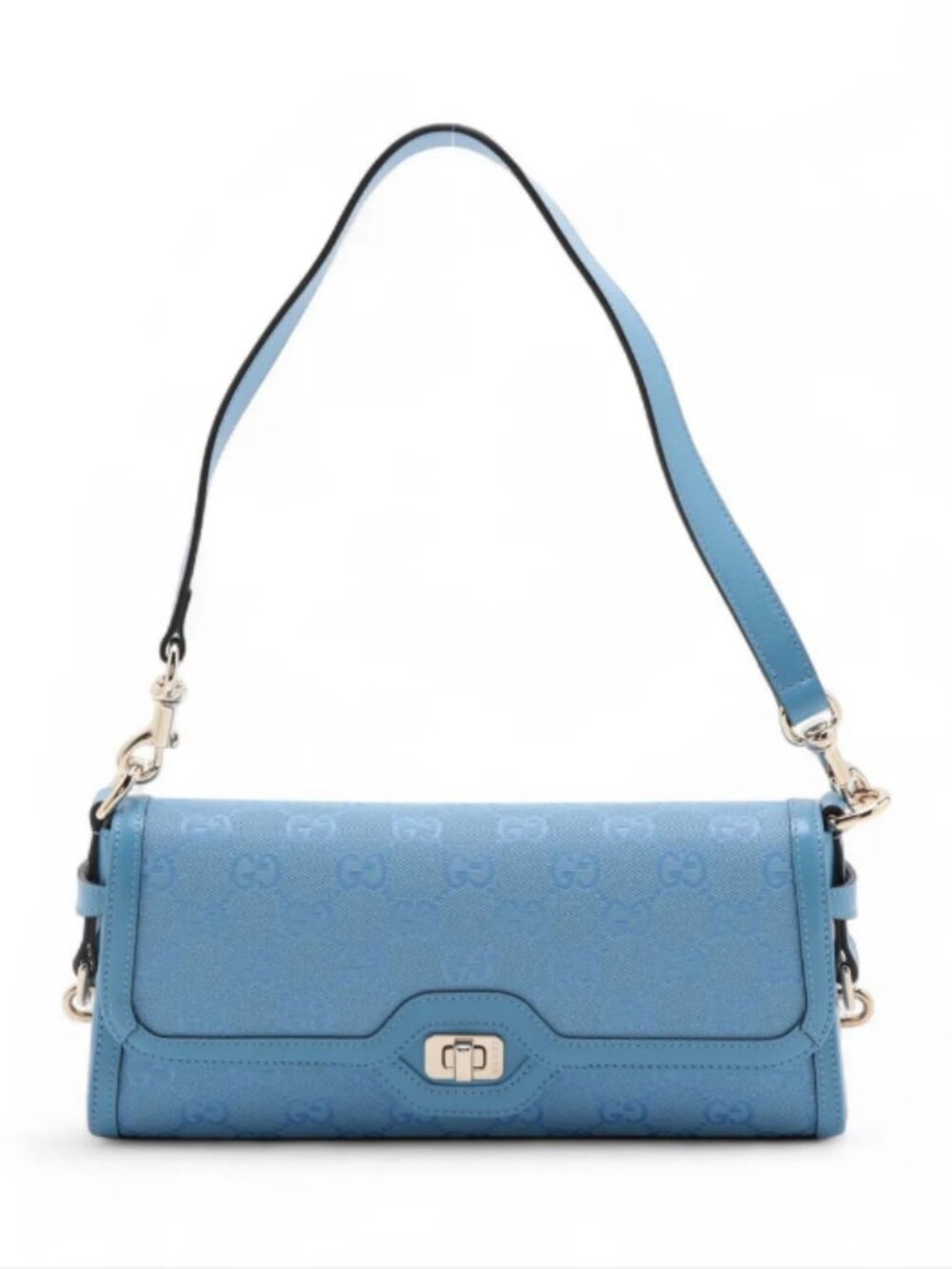 Gucci GG Canvas Leather Shoulder Bag Blue